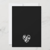 ブラックとホワイトのゴシック スカル カップル ウェディング セーブザデート (裏面)