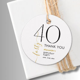 ブラックとホワイトのゴールドの40歳の誕生日ありがとう フェイバータグ