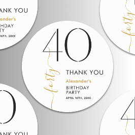 ブラックとホワイトのゴールドの40歳の誕生日ありがとう ラウンドシール
