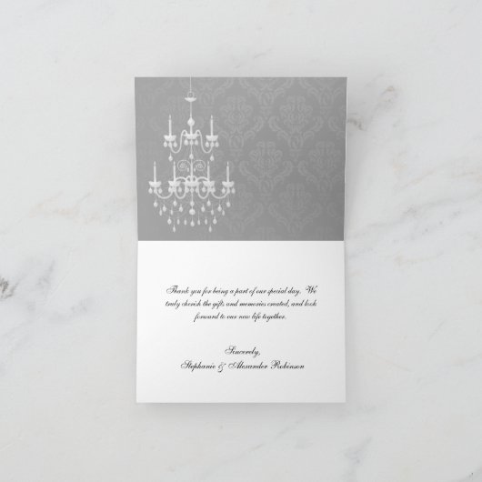 ブラックとホワイトのシャンデリア シルエット サンキューカード (内部)