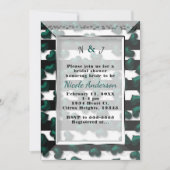 ブラックとホワイトのストライプとエメラルドのハートのブライダルシャワー 招待状 (正面)