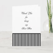 ブラックとホワイトのストライプのベストマン感謝カード サンキューカード (正面)