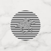 ブラックとホワイトのストライプの銀の馬 コンフェッティ (スモール正面)