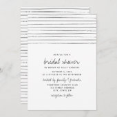 ブラックとホワイトのストライプ柄のブライズシャワー 招待状 (正面/裏面)