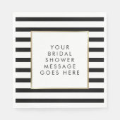 ブラックとホワイトのストライプ ゴールド ブライダルシャワー スタンダードランチョンナプキン (正面)