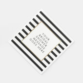 ブラックとホワイトのストライプ ゴールド ブライダルシャワー スタンダードランチョンナプキン (角)