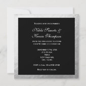 ブラックとホワイトのストライプ シルバーフォイル結婚式招待状 招待状 (裏面)