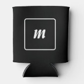 ブラックとホワイトのストライプ モノグラム 缶クーラー (正面)