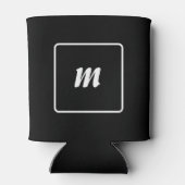 ブラックとホワイトのストライプ モノグラム 缶クーラー (裏面)