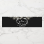 ブラックとホワイトのストリングライト フローラルウェディング ペットボトルラベル (シングルラベル)