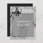 ブラックとホワイトのスノーボーダーのカスタム結婚式招待状 招待状 (正面/裏面)