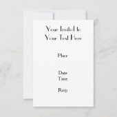 ブラックとホワイトのタキシードスーツ アート インビテーション カード (裏面)