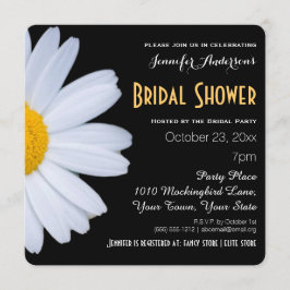 ブラックとホワイトのダイジーテーマのブライズシャワー 招待状