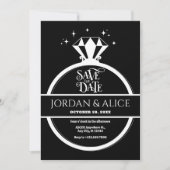 ブラックとホワイトのダイヤモンドリング セーブザデート (正面)