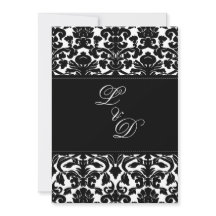 ブラックとホワイトのダマスク結婚式招待状