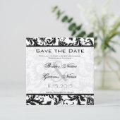 ブラックとホワイトのダマスク・ビクトリアン・ウェディング セーブザデート (スタンド正面)