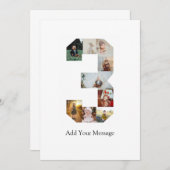 ブラックとホワイトのナンバー3写真コラージュ サンキューカード (正面/裏面)