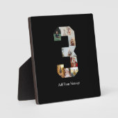 ブラックとホワイトのナンバー3写真コラージュ フォトプラーク (正面)