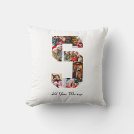 ブラックとホワイトのナンバー5写真コラージュ クッション