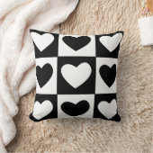 ブラックとホワイトのハート バレンタインデーの装飾 クッション (ブランケット)