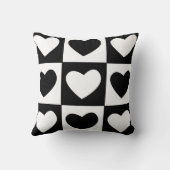 ブラックとホワイトのハート バレンタインデーの装飾 クッション (裏面)