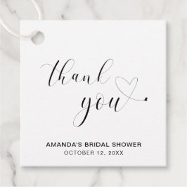 ブラックとホワイトのハート ブライダルシャワーの感謝 フェイバータグ