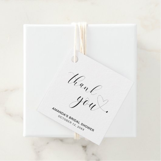 ブラックとホワイトのハート ブライダルシャワー感謝 フェイバータグ (インサイチュ)