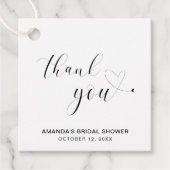 ブラックとホワイトのハート ブライダルシャワー感謝 フェイバータグ (正面)