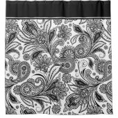 ブラックとホワイトのパイスリーパターン シャワーカーテン (正面)