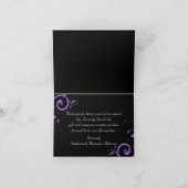 ブラックとホワイトのパープルスワールアクセント サンキューカード (内部)