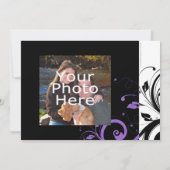 ブラックとホワイトのパープルスワールアクセント セーブザデート (裏面)