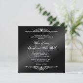 ブラックとホワイトのフォーマルなダンスボールプロムエレガントなスクエア 招待状 (スタンド正面)