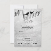 ブラックとホワイトのミュージックをテーマにした結婚式のRSVPカード 出欠カード (正面)