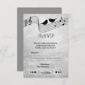 ブラックとホワイトのミュージックをテーマにした結婚式のRSVPカード 出欠カード (正面/裏面)