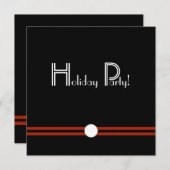ブラックとホワイトのレトロなホリデーパーティーの招待状 招待状 (正面/裏面)