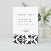 ブラックとホワイトのレースの結婚式の受付カード 招待状 (スタンド正面)
