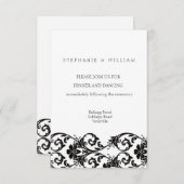 ブラックとホワイトのレースの結婚式の受付カード 招待状 (正面/裏面)