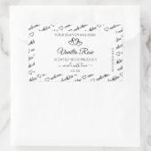 ブラックとホワイトのワードクラウド製品ラベル ハート 長方形シール (バッグ)