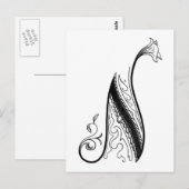 ブラックとホワイトのヴィンテージ モノグラム N ポストカード (正面/裏面)