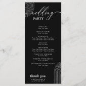 ブラックとホワイトの幾何学的な結婚式パーティー メニュー (裏面)