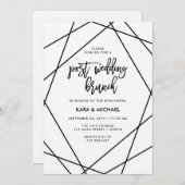 ブラックとホワイトの幾何学的な結婚式後ランチ招待状 招待状 (正面/裏面)