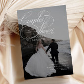 ブラックとホワイトの手書きQRコード カップルシャワー 招待状