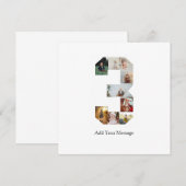 ブラックとホワイトの数字3写真コラージュ サンキューカード (正面/裏面)