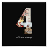 ブラックとホワイトの数字4の写真コラージュ フォトプリント (正面)