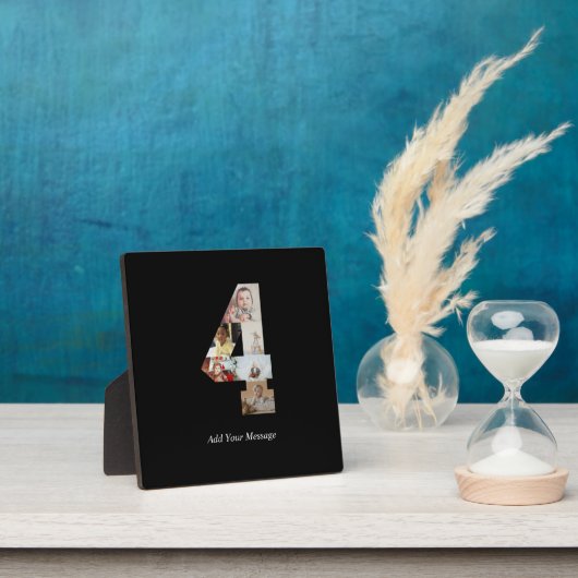 ブラックとホワイトの数字4写真コラージュ フォトプラーク (インサイチュ)