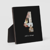 ブラックとホワイトの数字4写真コラージュ フォトプラーク (正面)