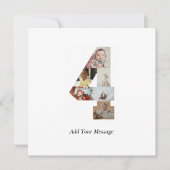 ブラックとホワイトの数字4写真コラージュ 案内状 (正面)