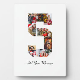 ブラックとホワイトの数字5の写真コラージュ フォトプラーク