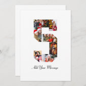 ブラックとホワイトの数字5写真コラージュ 案内状 (正面/裏面)