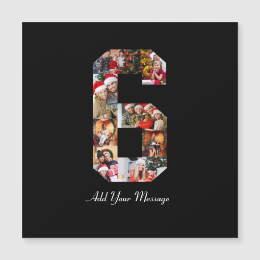 ブラックとホワイトの数字6写真コラージュ (正面)